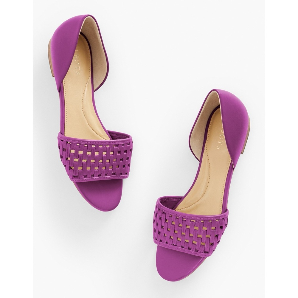 Talbots Leona Woven Nappa Purple Leather Sandals Slip On Casual Flats‎ Shoes 9M